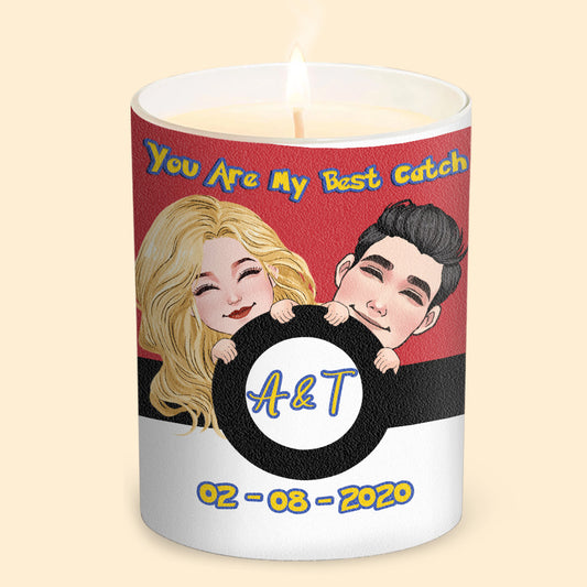 You Are My Best Catch - Personalized Monster Trainer Candle With Wooden Lid