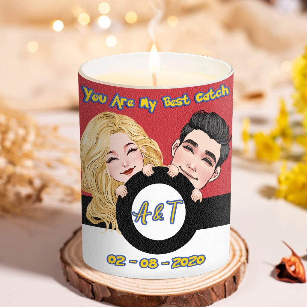 You Are My Best Catch - Personalized Monster Trainer Candle With Wooden Lid