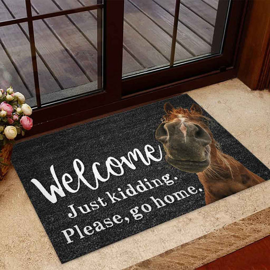 Welcome Just Kidding - Horse Doormat