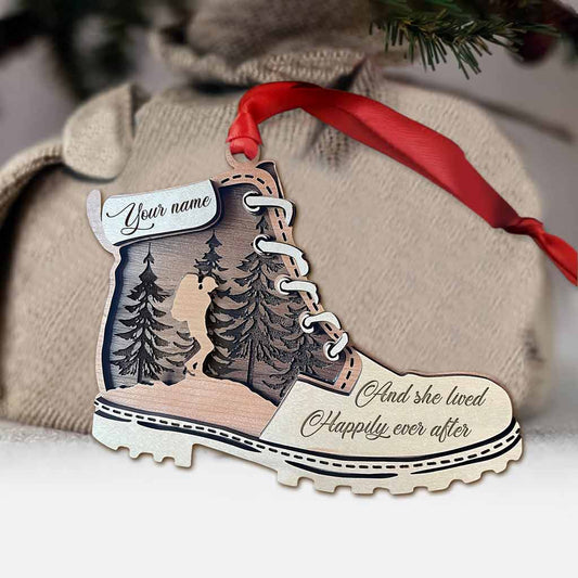 And She Lived Happily Ever After - Personalized Christmas Hiking Ornament (Printed On Both Sides)