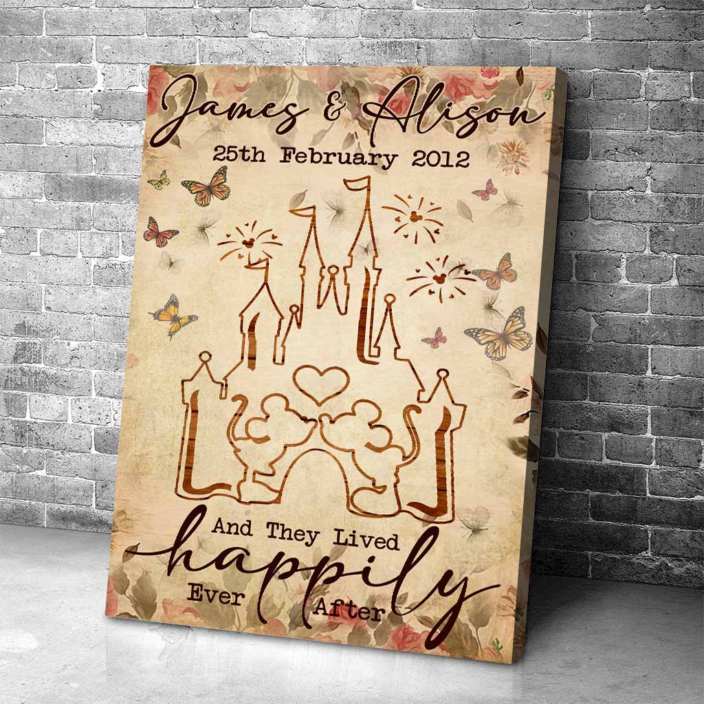 And They Lived Happily Ever After - Personalized Wedding Gift Wedding Anniversary Couple Mouse Poster