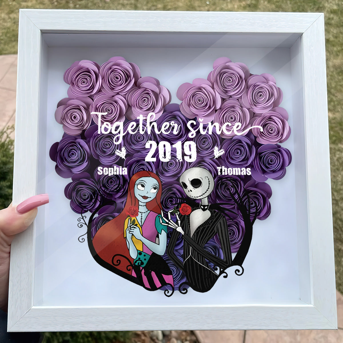 Together Sine - Personalized Nightmare Flower Shadow Box