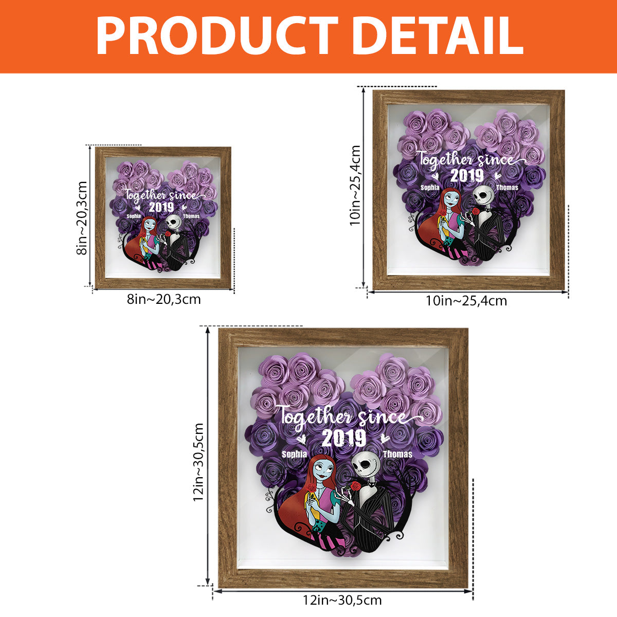 Together Sine - Personalized Nightmare Flower Shadow Box