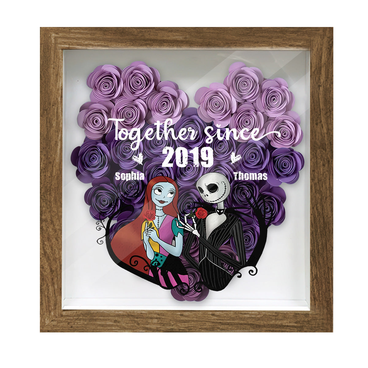 Together Sine - Personalized Nightmare Flower Shadow Box