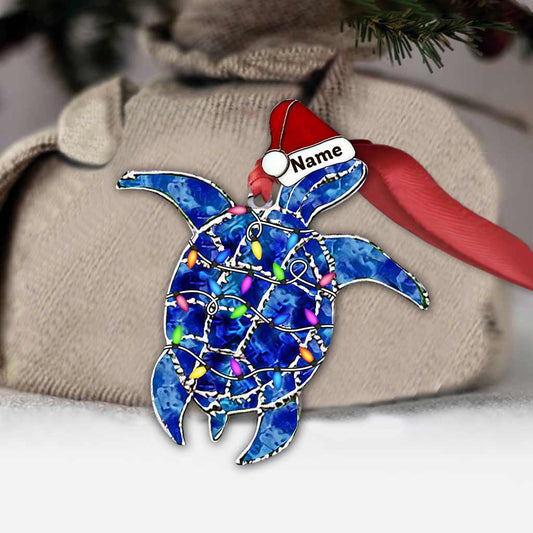 Jolly Turtle - Personalized Christmas Turtle Ornament With 3D Pattern Printed (Printed On Both Sides)