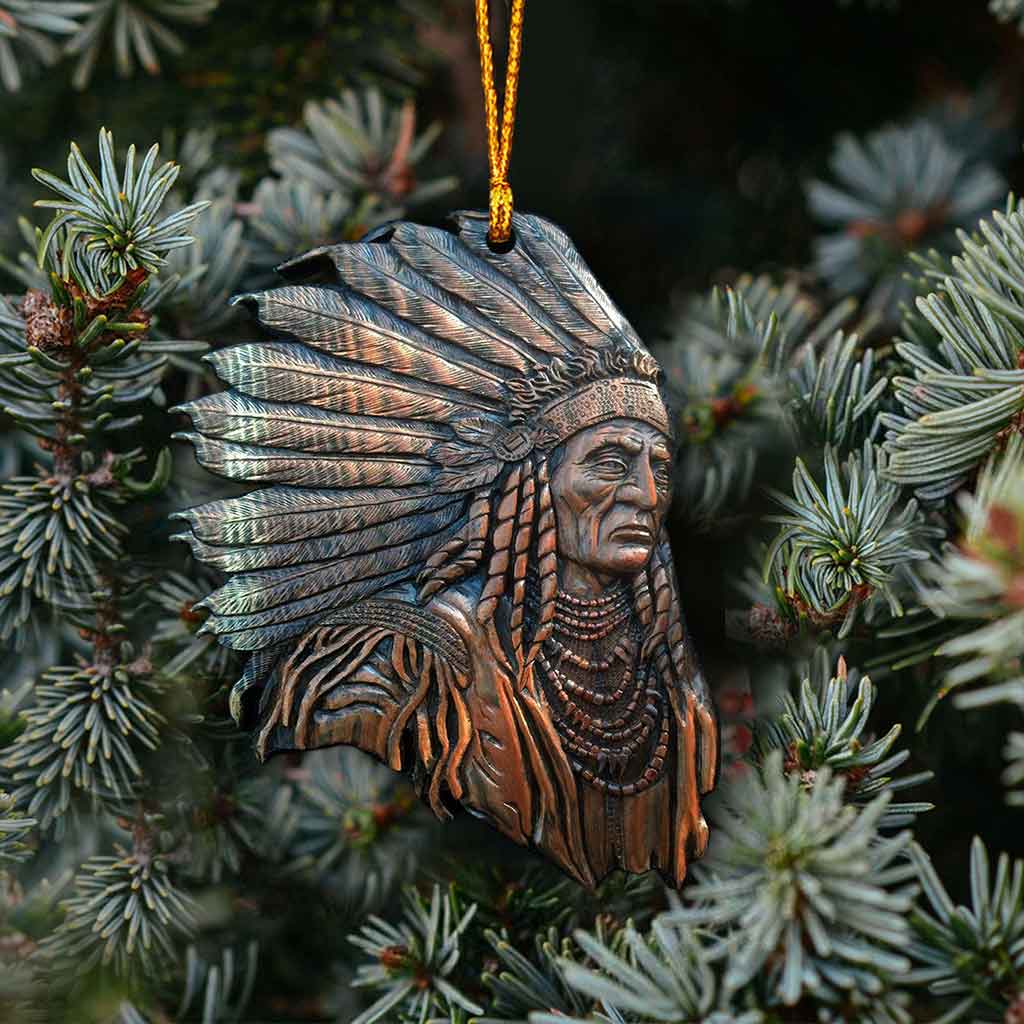 Native American - Christmas American Indian Ornament (Printed On Both Sides)