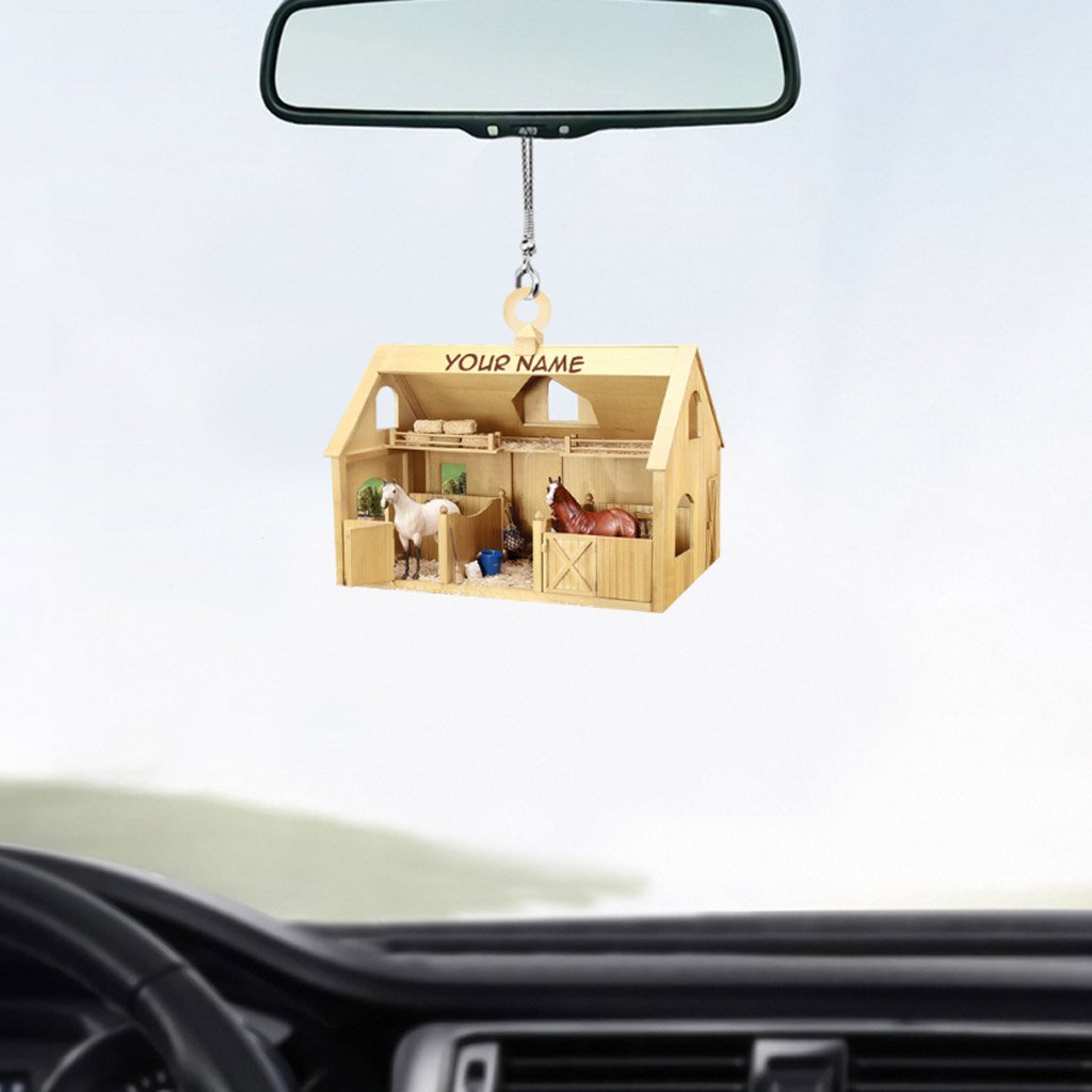 Horse Barn - Personalized Christmas Car Ornament With 3D Pattern Print (Printed On Both Sides)