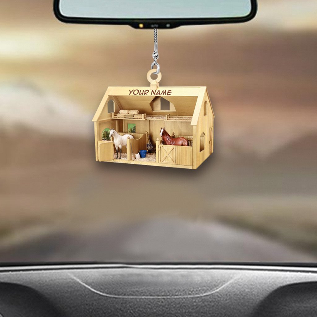 Horse Barn - Personalized Christmas Car Ornament With 3D Pattern Print (Printed On Both Sides)