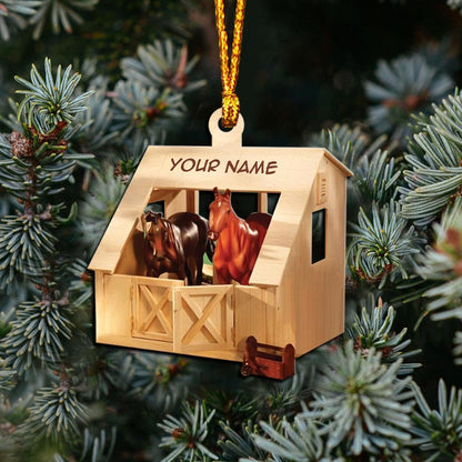 Horse Barn - Personalized Christmas Ornament With 3D Pattern Print (Printed On Both Sides)