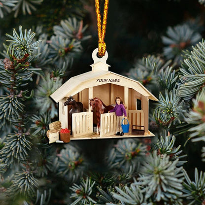 Horse Barn - Personalized Christmas Ornament With 3D Pattern Print (Printed On Both Sides)