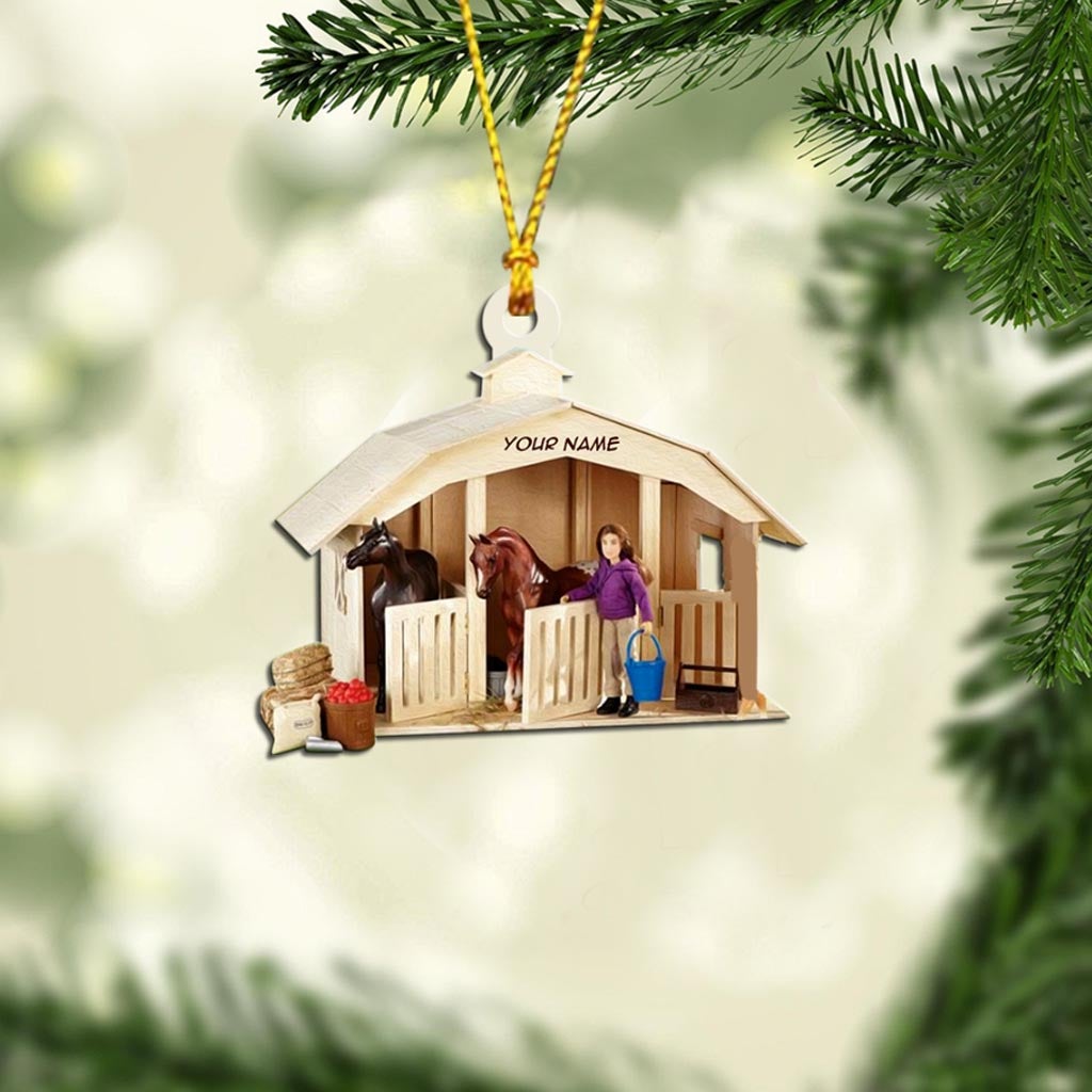 Horse Barn - Personalized Christmas Ornament With 3D Pattern Print (Printed On Both Sides)