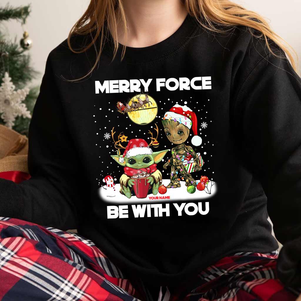 Merry Force Be With You - Personalized Christmas The Force T-shirt and Hoodie