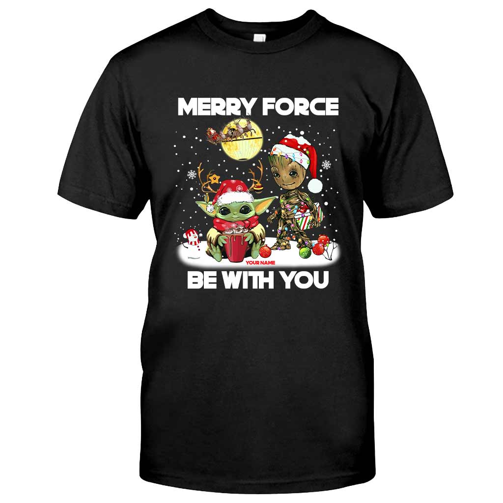 Merry Force Be With You - Personalized Christmas The Force T-shirt and Hoodie