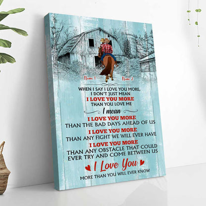 When I Say I Love You More - Personalized Couple Horse Poster