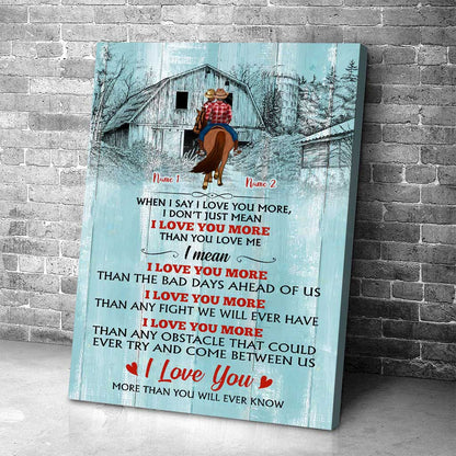 When I Say I Love You More - Personalized Couple Horse Poster