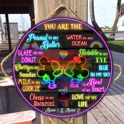 You Are The Love Of My Life - Personalized Couple Mouse Round Wood Sign With 3D Pattern Print