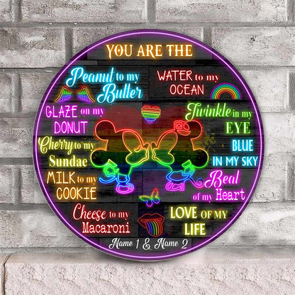 You Are The Love Of My Life - Personalized Couple Mouse Round Wood Sign With 3D Pattern Print