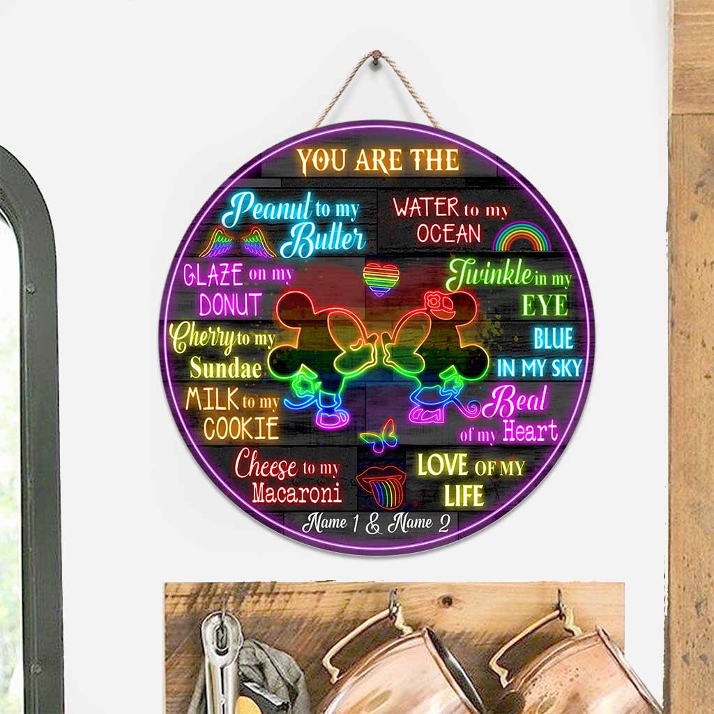 You Are The Love Of My Life - Personalized Couple Mouse Round Wood Sign With 3D Pattern Print