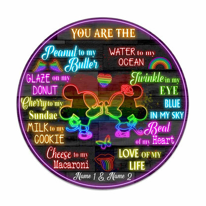 You Are The Love Of My Life - Personalized Couple Mouse Round Wood Sign With 3D Pattern Print