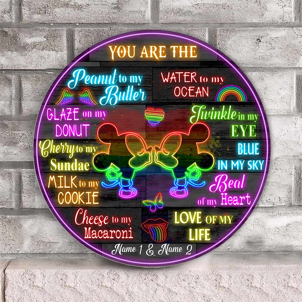 You Are The Love Of My Life - Personalized Couple LGBT Support Round Wood Sign With 3D Pattern Print