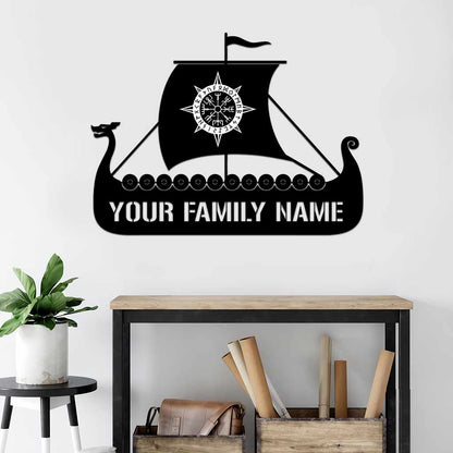 Viking Ship Personalized Cut Metal Sign