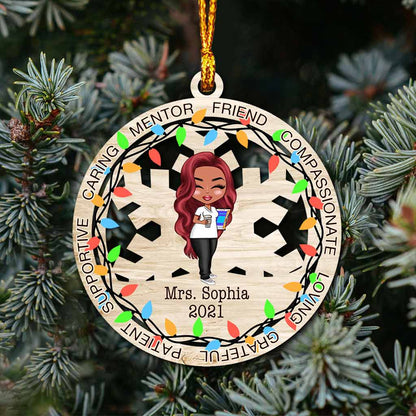 Love Being A Teacher - Personalized Christmas Teacher Ornament (Printed On Both Sides)