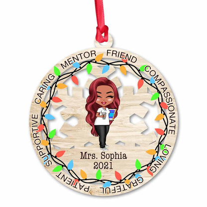 Love Being A Teacher - Personalized Christmas Teacher Ornament (Printed On Both Sides)