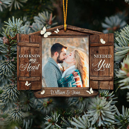 God Knew My Heart - Personalized Christmas Couple Ornament (Printed On Both Sides)