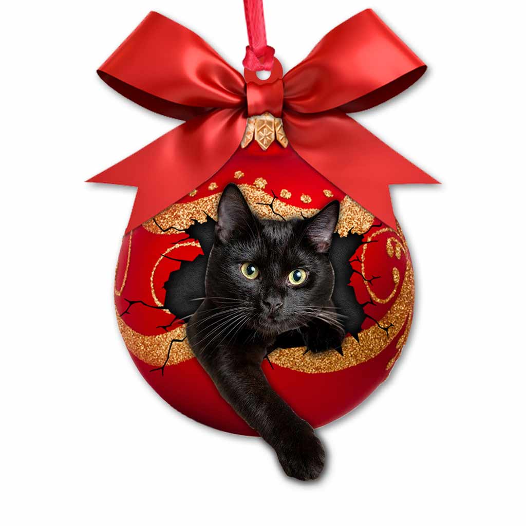 Naughty Black Cat - Christmas Ornament With 3D Pattern Print (Printed On Both Sides)