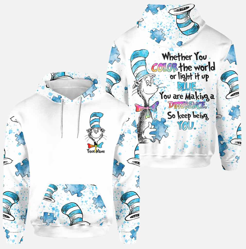 Whether You Color The World Or Light It Up Blue - Personalized Autism Awareness Hoodie and Leggings