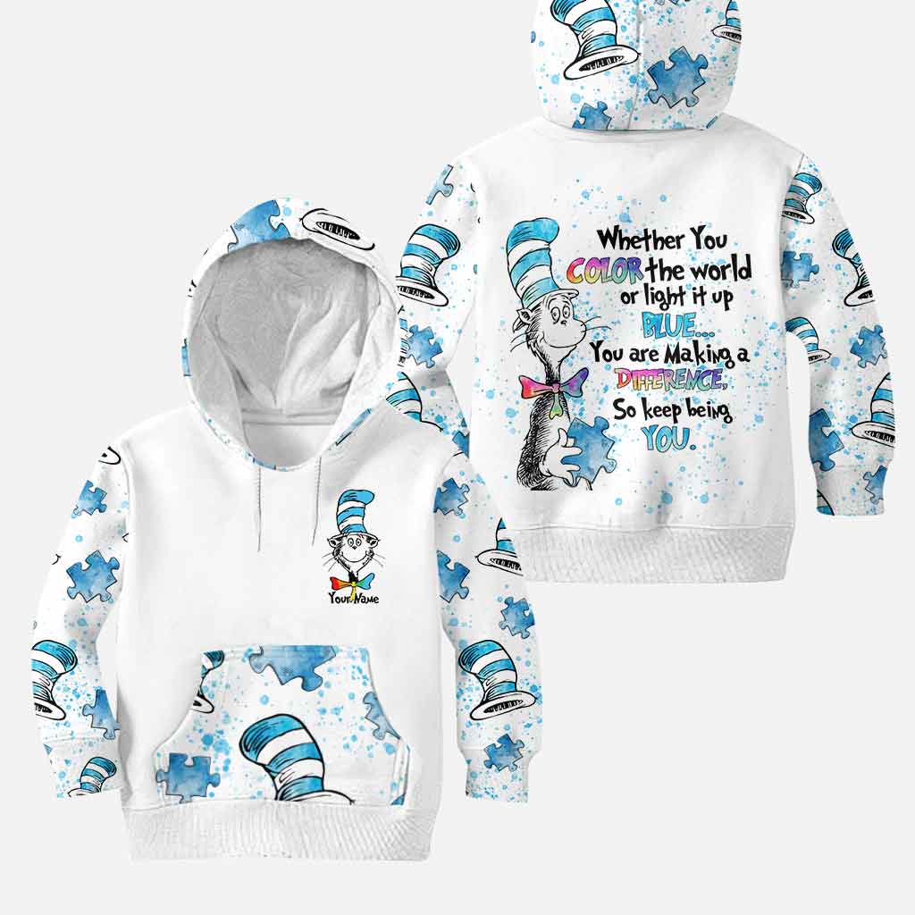 Whether You Color The World Or Light It Up Blue - Personalized Autism Awareness Hoodie and Leggings