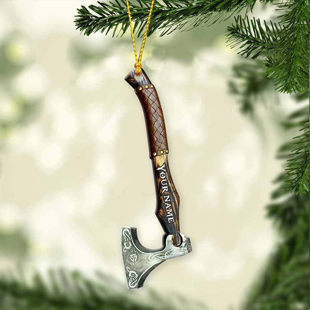 Viking Axe - Personalized Christmas Viking Ornament With 3D Pattern Print (Printed On Both Sides)