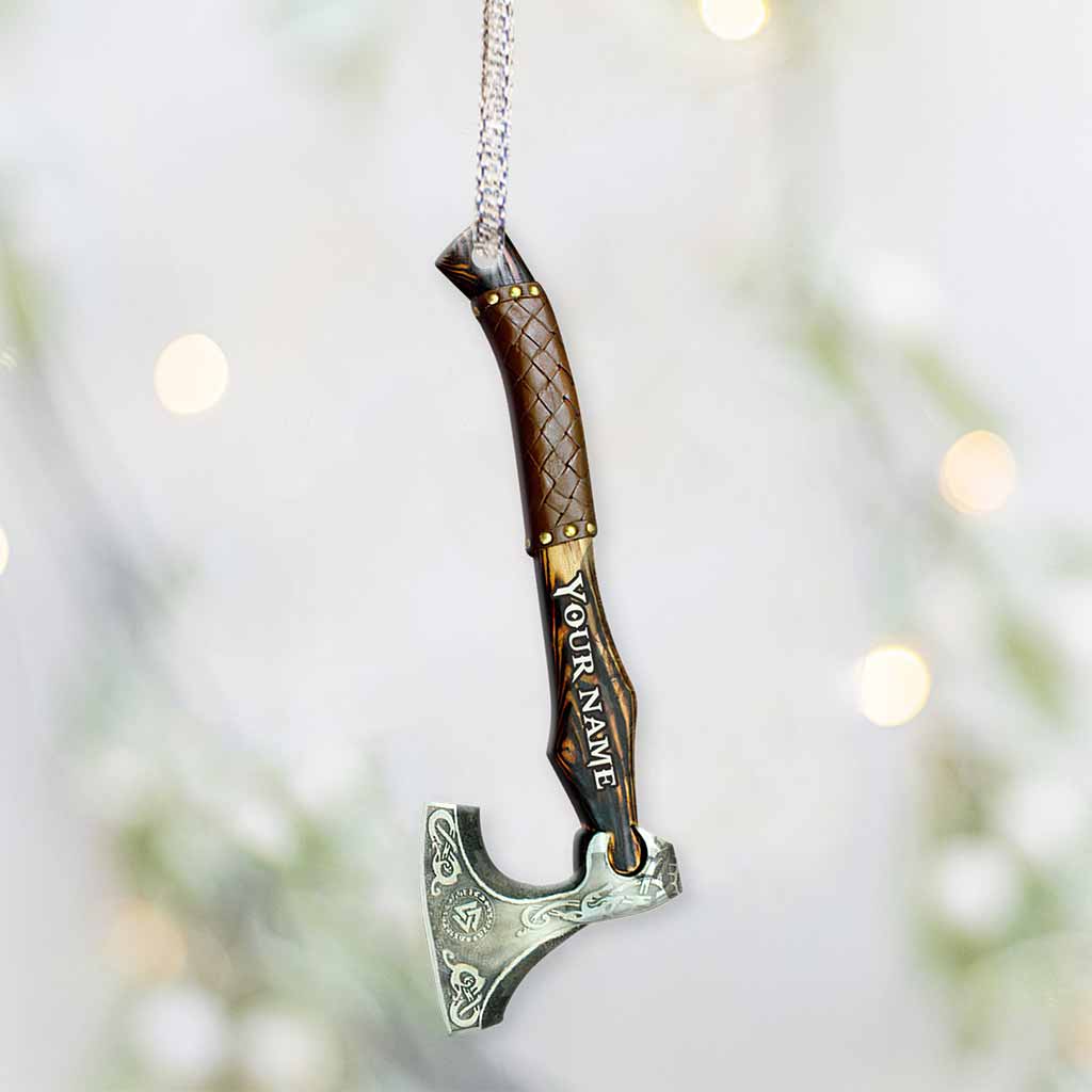 Viking Axe - Personalized Christmas Viking Ornament With 3D Pattern Print (Printed On Both Sides)