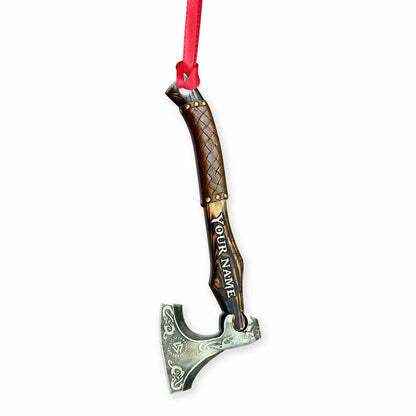 Viking Axe - Personalized Christmas Viking Ornament With 3D Pattern Print (Printed On Both Sides)