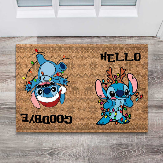 Hello Goodbye - Christmas Ohana Doormat With Coir Pattern Printed