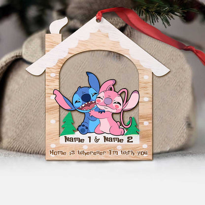 Home Is Wherever I Am With You - Personalized Christmas Ohana Ornament (Printed On Both Sides)