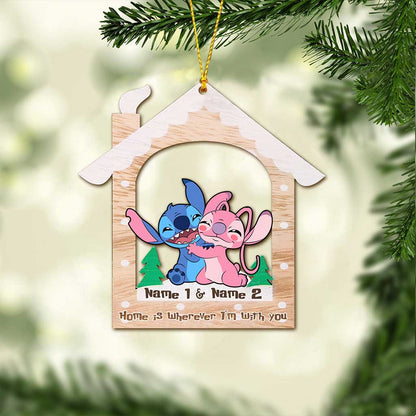 Home Is Wherever I Am With You - Personalized Christmas Ohana Ornament (Printed On Both Sides)