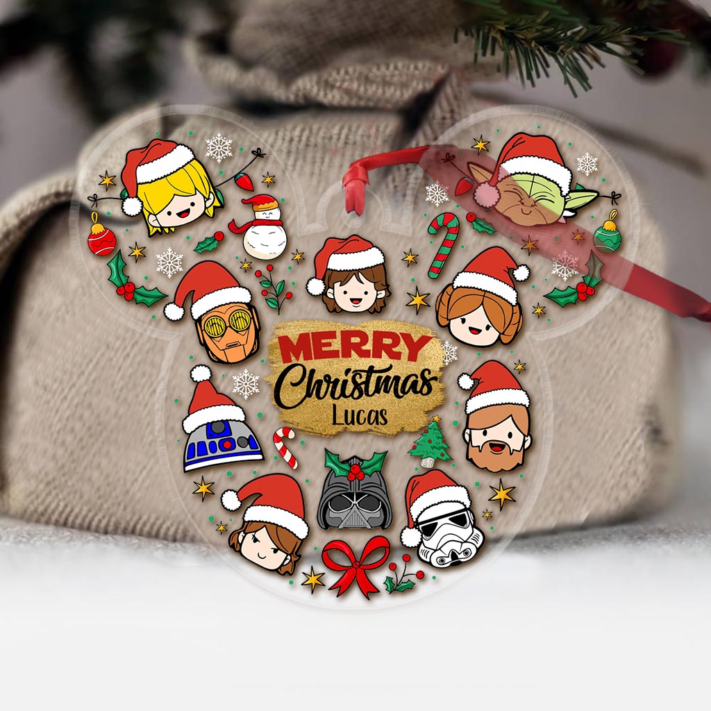 Merry Christmas May The Force Be With You - Personalized The Force Transparent Ornament