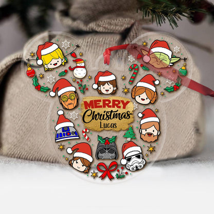 Merry Christmas May The Force Be With You - Personalized The Force Transparent Ornament