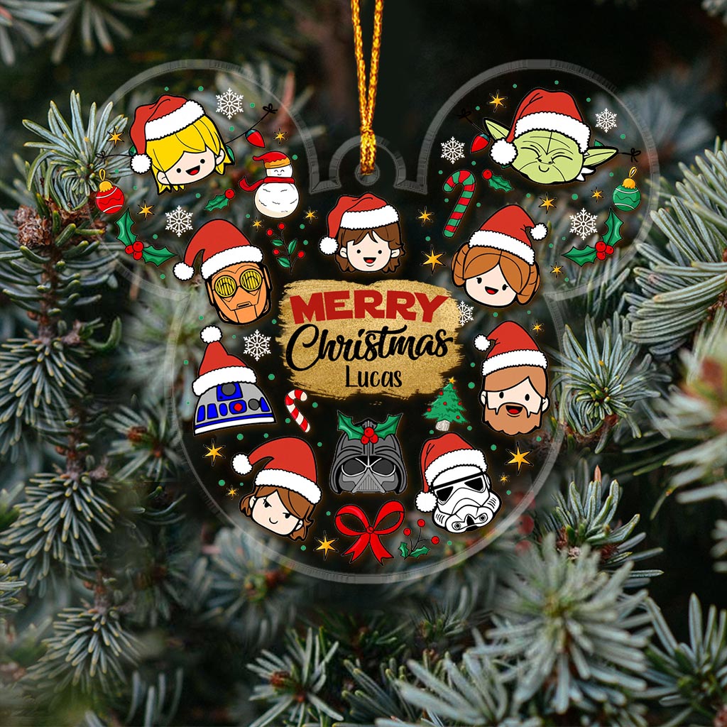 Merry Christmas May The Force Be With You - Personalized The Force Transparent Ornament