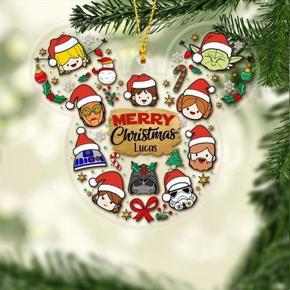 Merry Christmas May The Force Be With You - Personalized The Force Transparent Ornament