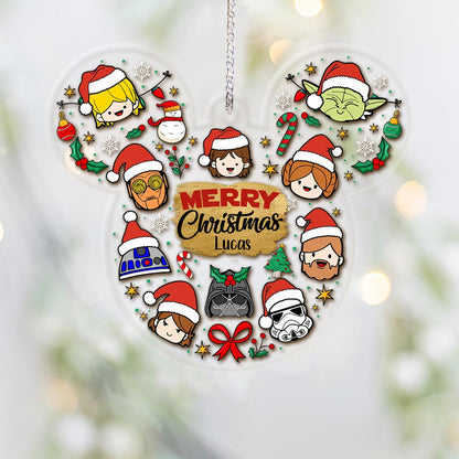 Merry Christmas May The Force Be With You - Personalized The Force Transparent Ornament