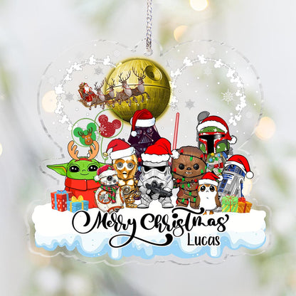 Merry Christmas May The Force Be With You - Personalized Christmas The Force Transparent Ornament