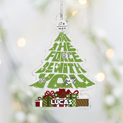 Merry Christmas May The Force Be With You - Personalized Christmas The Force Transparent Ornament