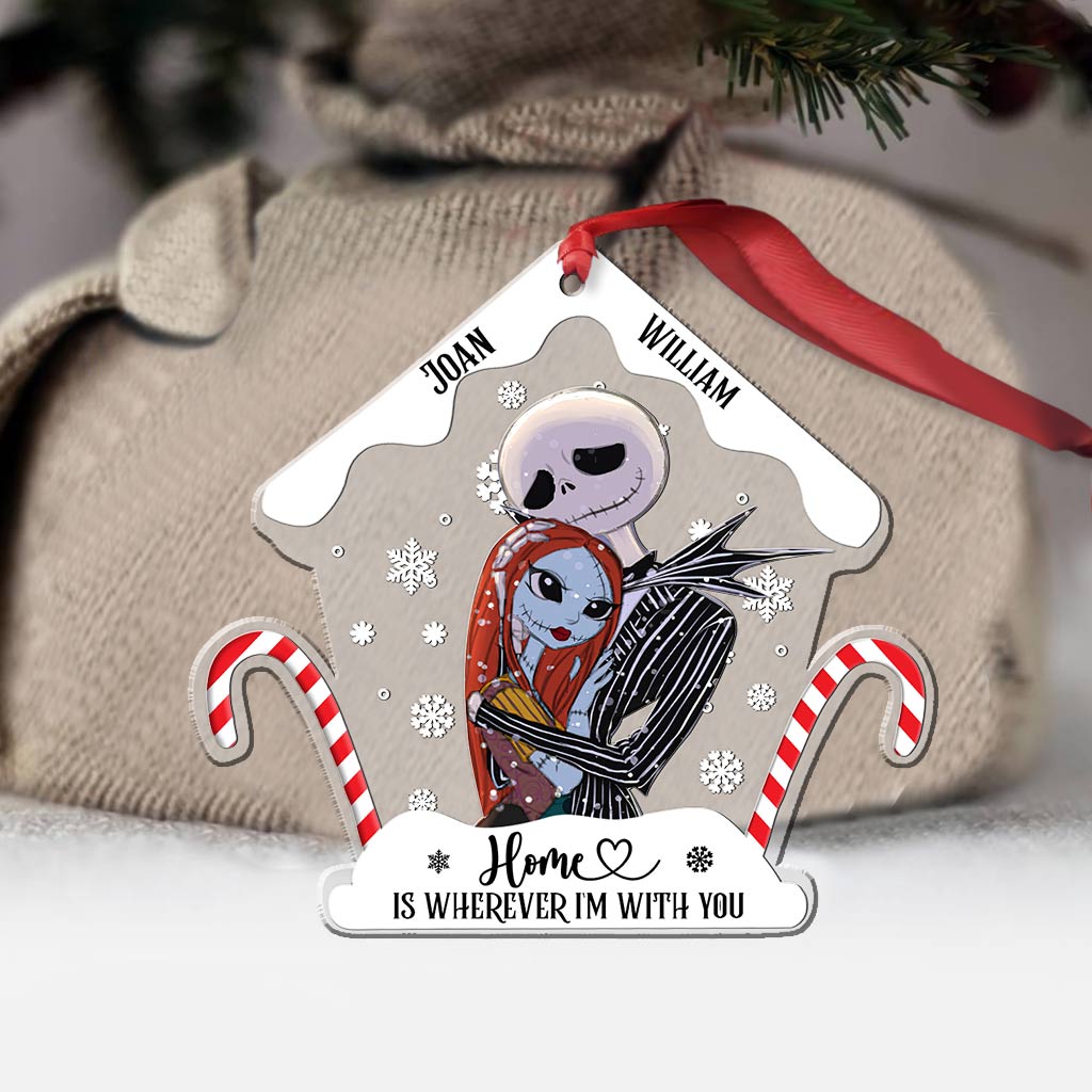 Home Is Wherever I Am With You - Personalized Christmas Nightmare Transparent Ornament