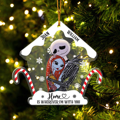 Home Is Wherever I Am With You - Personalized Christmas Nightmare Transparent Ornament