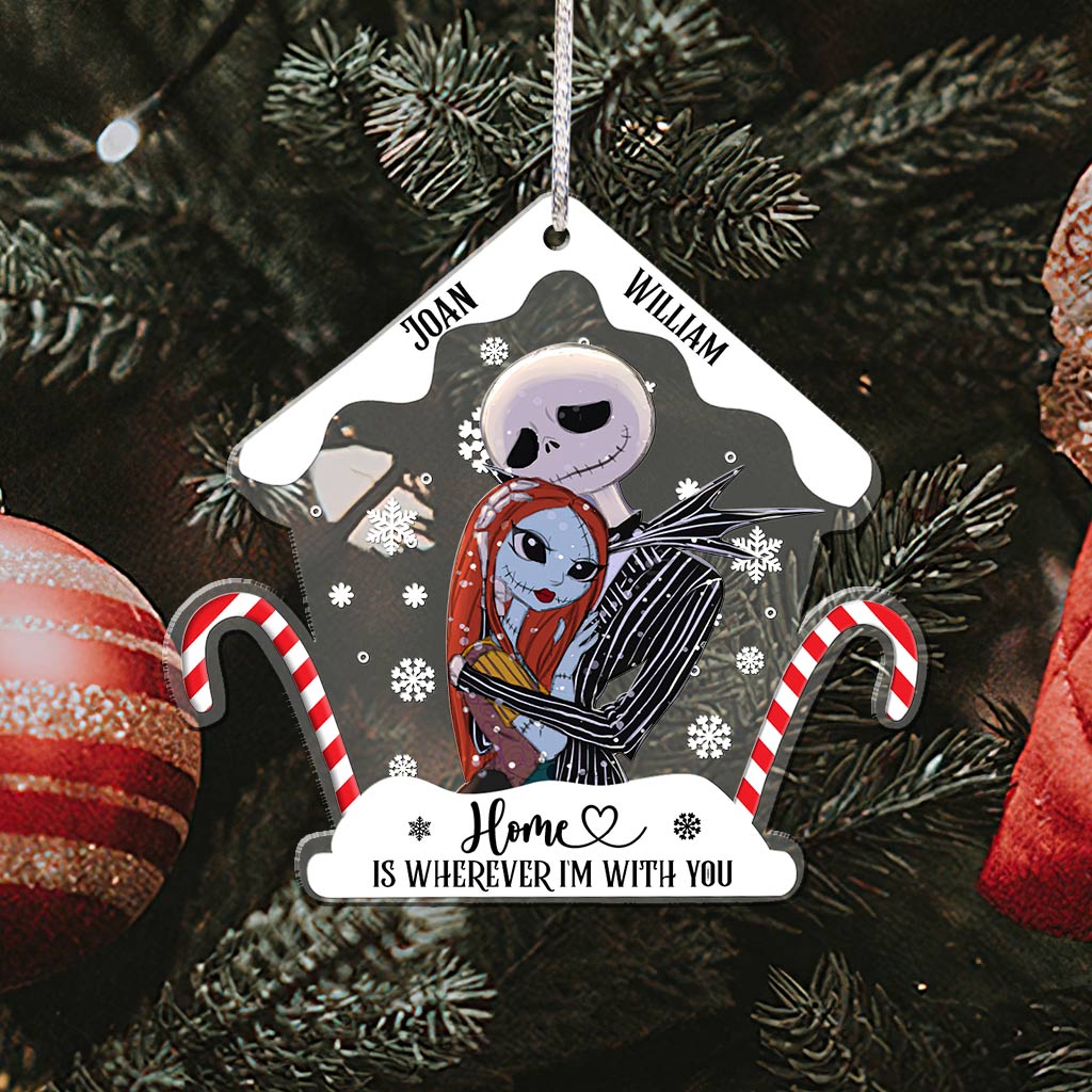 Home Is Wherever I Am With You - Personalized Christmas Nightmare Transparent Ornament