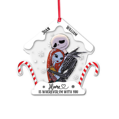 Home Is Wherever I Am With You - Personalized Christmas Nightmare Transparent Ornament