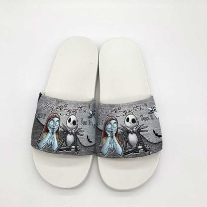 We're Simply Meant To Be - Personalized Couple Nightmare Slide Sandals