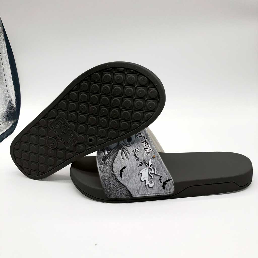 We're Simply Meant To Be - Personalized Couple Nightmare Slide Sandals